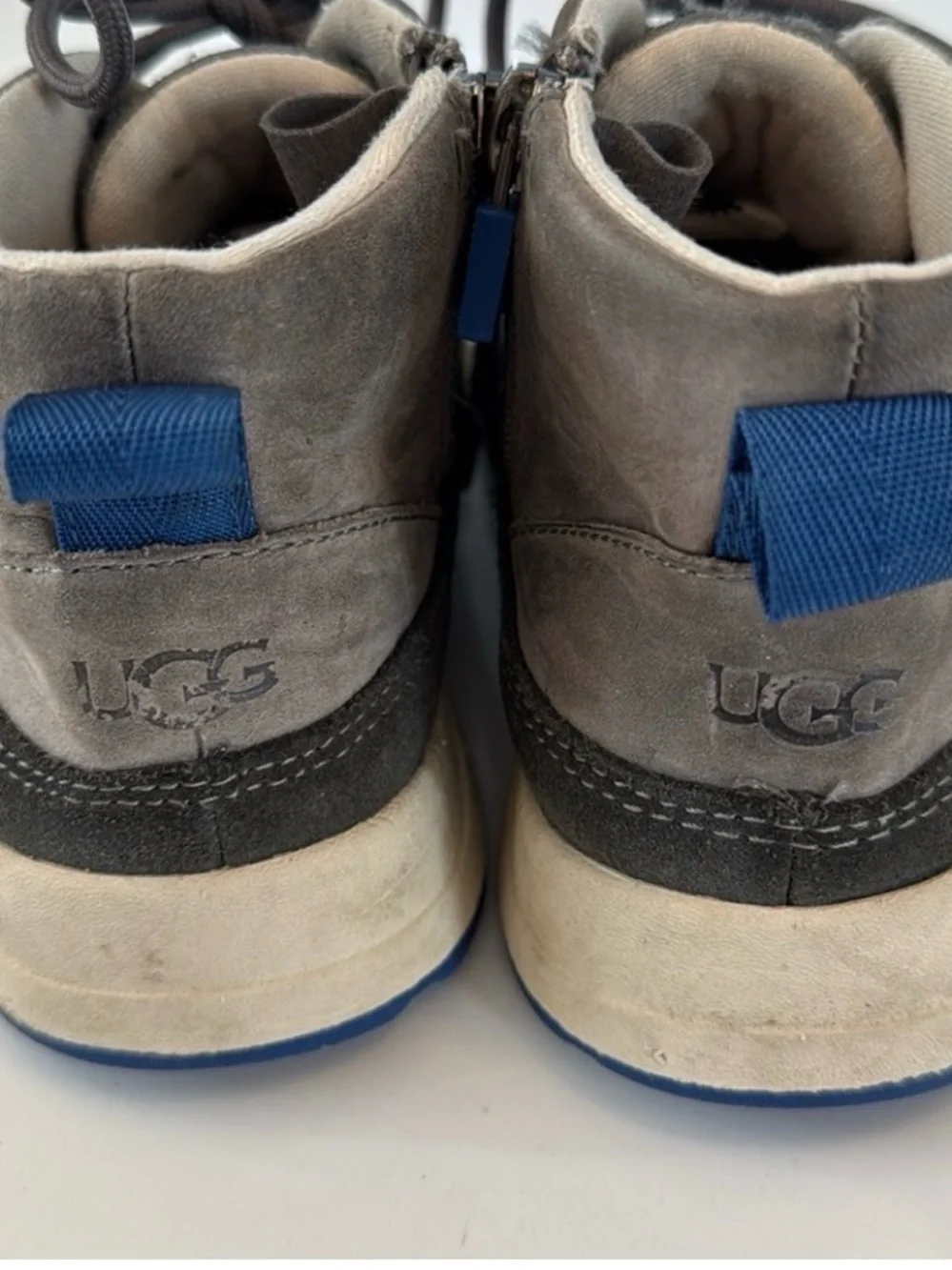 UGG Kids Gray Canoe III Weather Boot with Blue Outsole Accents